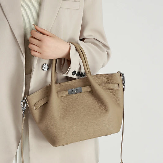 Genuine Leather Bucket Crossbody Bag