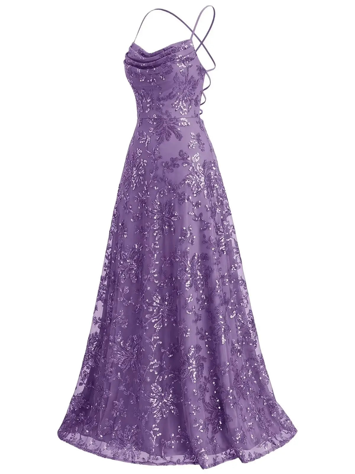 Lace Sequin A-Line Prom Dress