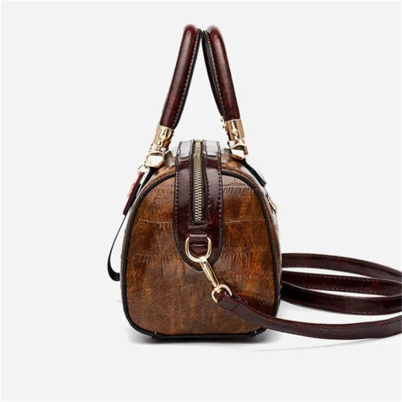 Classic Crocodile Leather Messenger Tote Bag