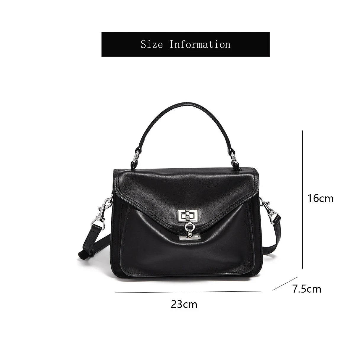 FOXER Genuine Leather Turn-Lock Shoulder Bag