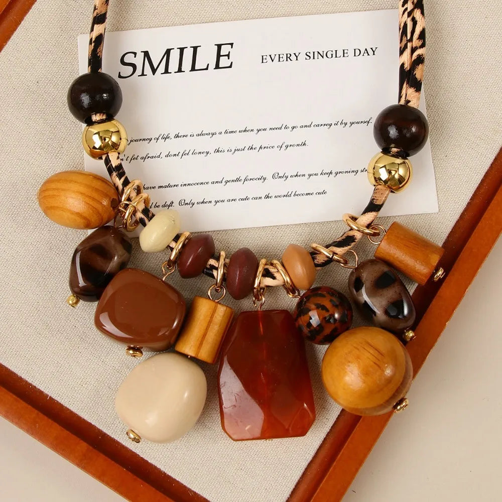 Leopard Resin Statement Necklace