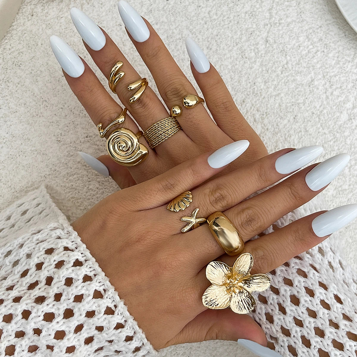 Petal Flower Ring Set