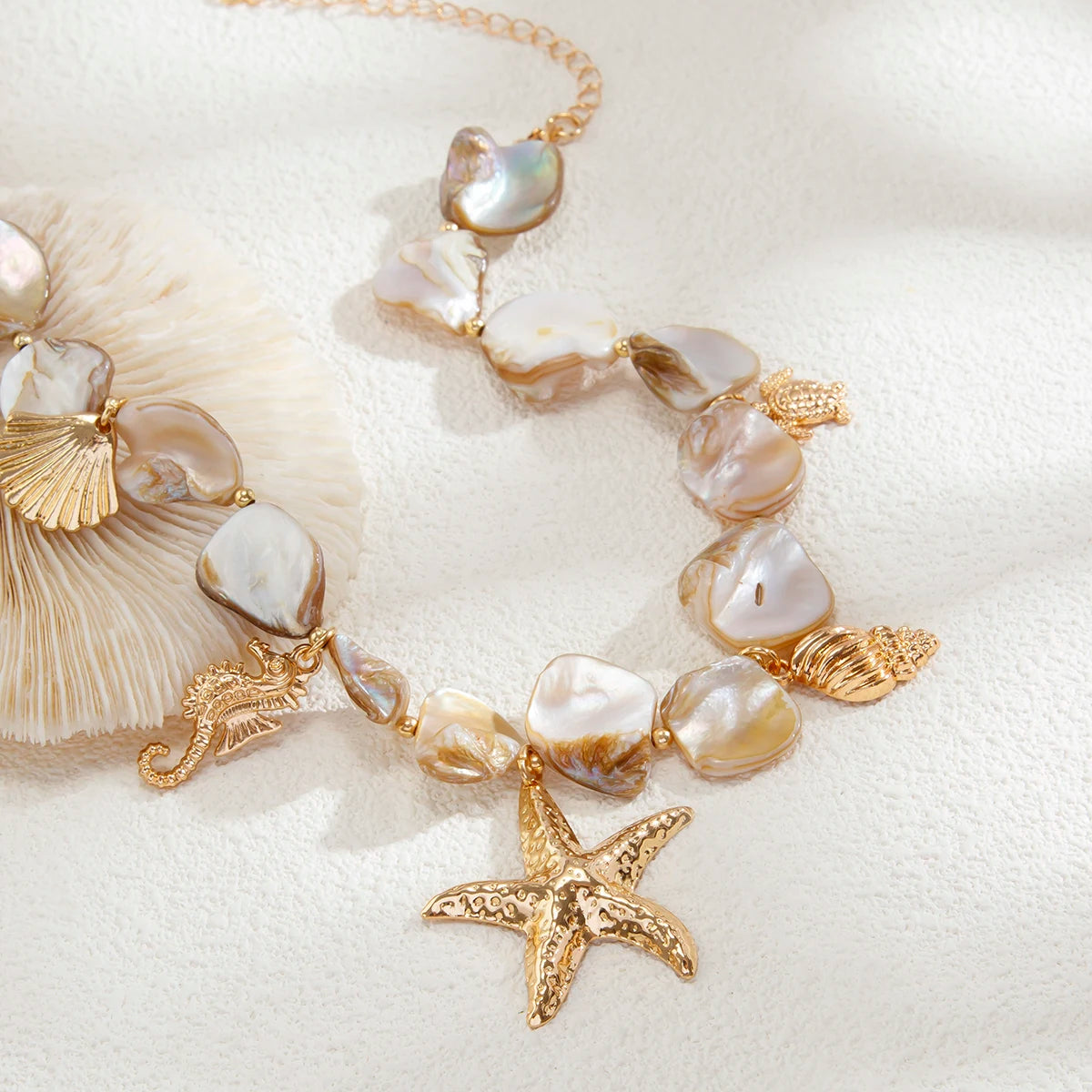 Starfish Conch Pendant Choker