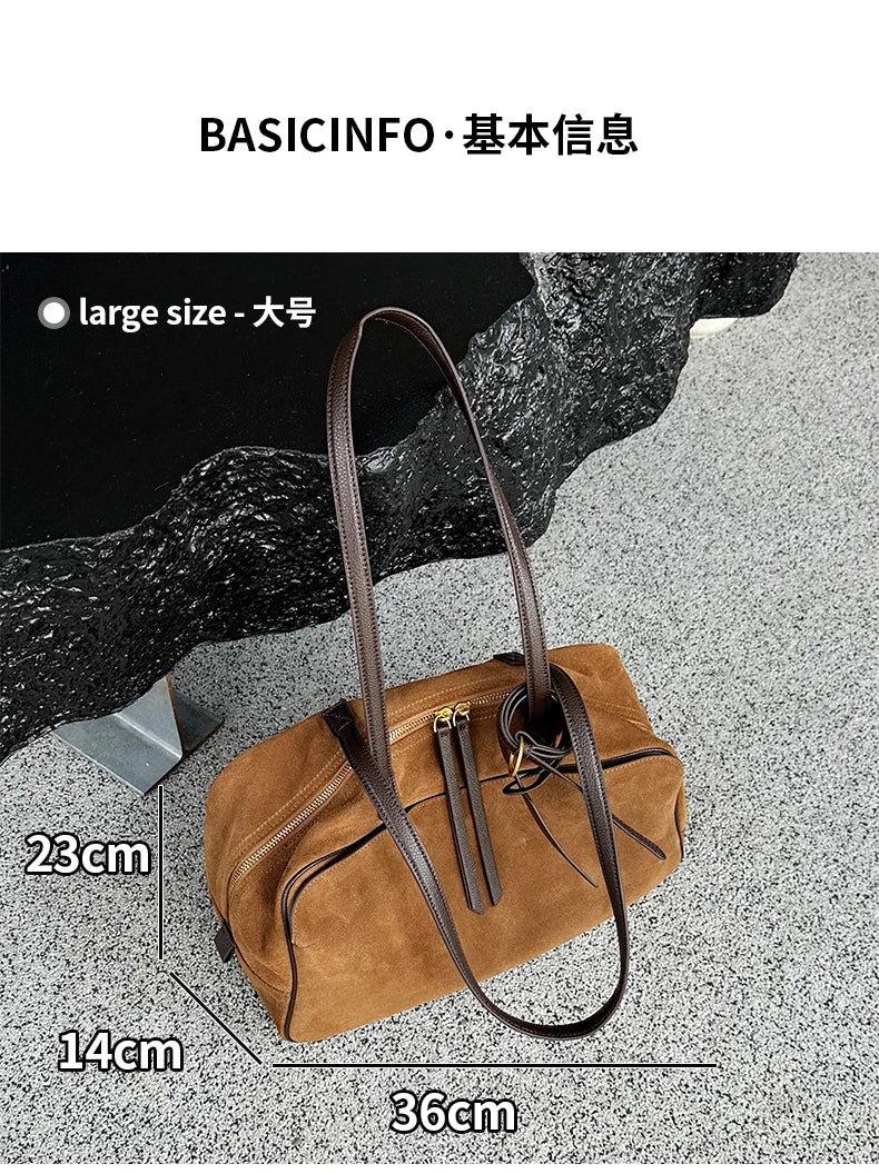 Genuine Leather Suede Tote Bag