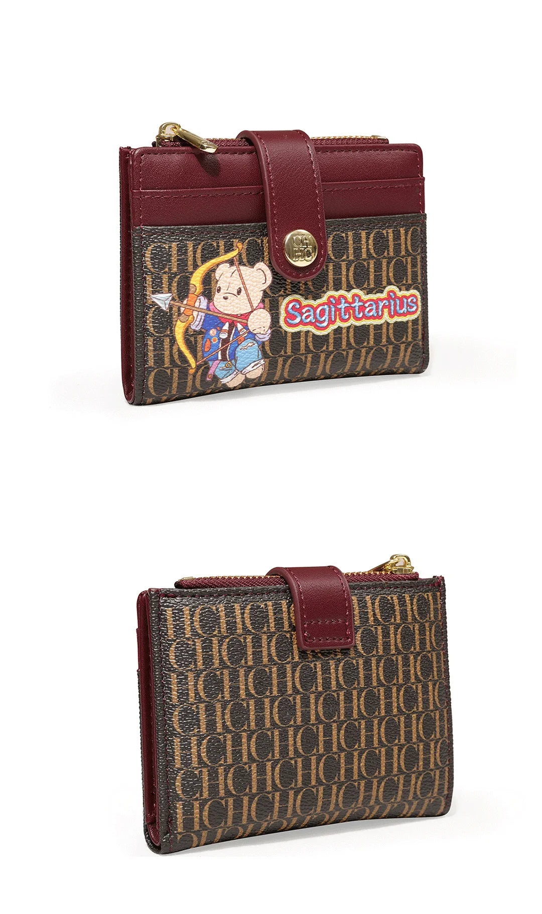 CH Women's Money Clip Niche Design Premium Feeling Card Wallet Twelve Zodiac Signs Animated Patterns Printed Design Wallet High
