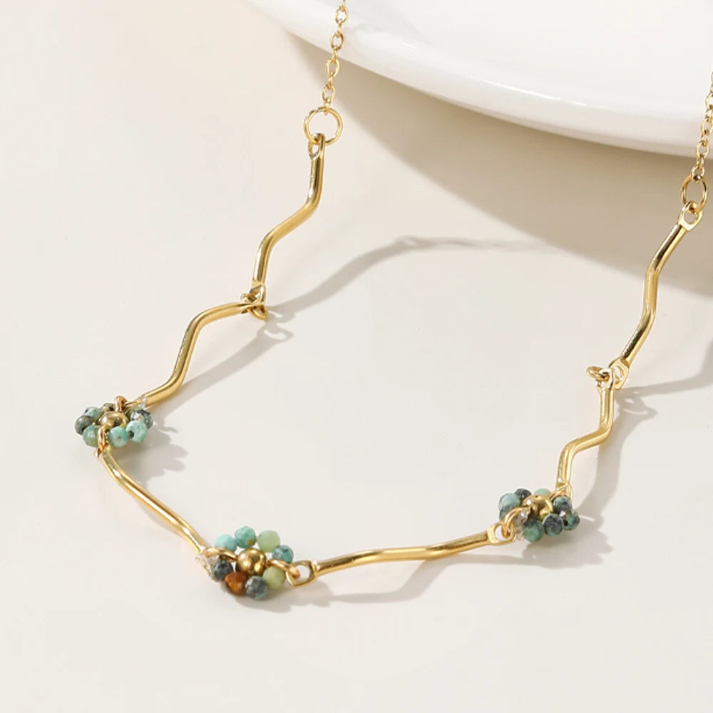 Acrylic & Stone Mixed Chain Necklace