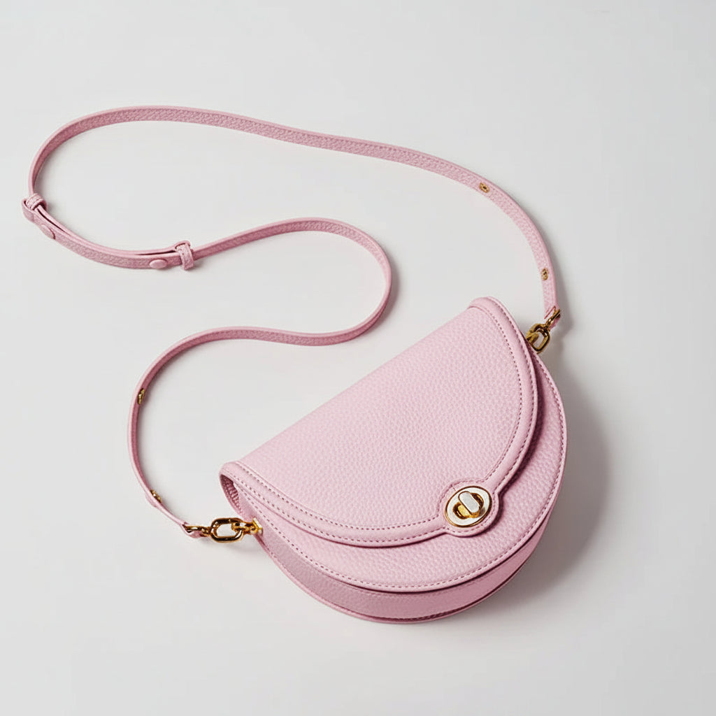 Designer Half-Moon Leather Crossbody Bag
