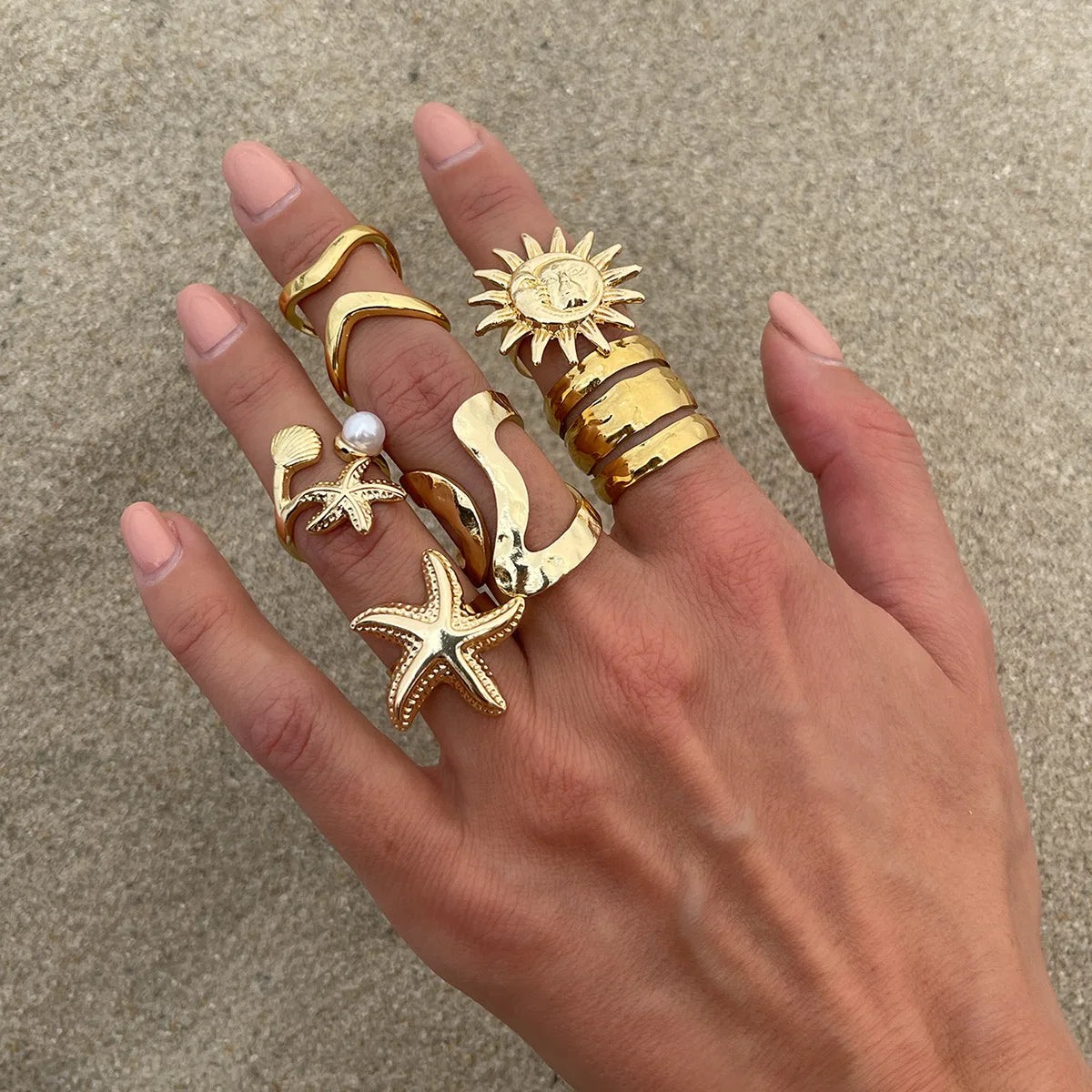 Sun & Starfish Ring Set