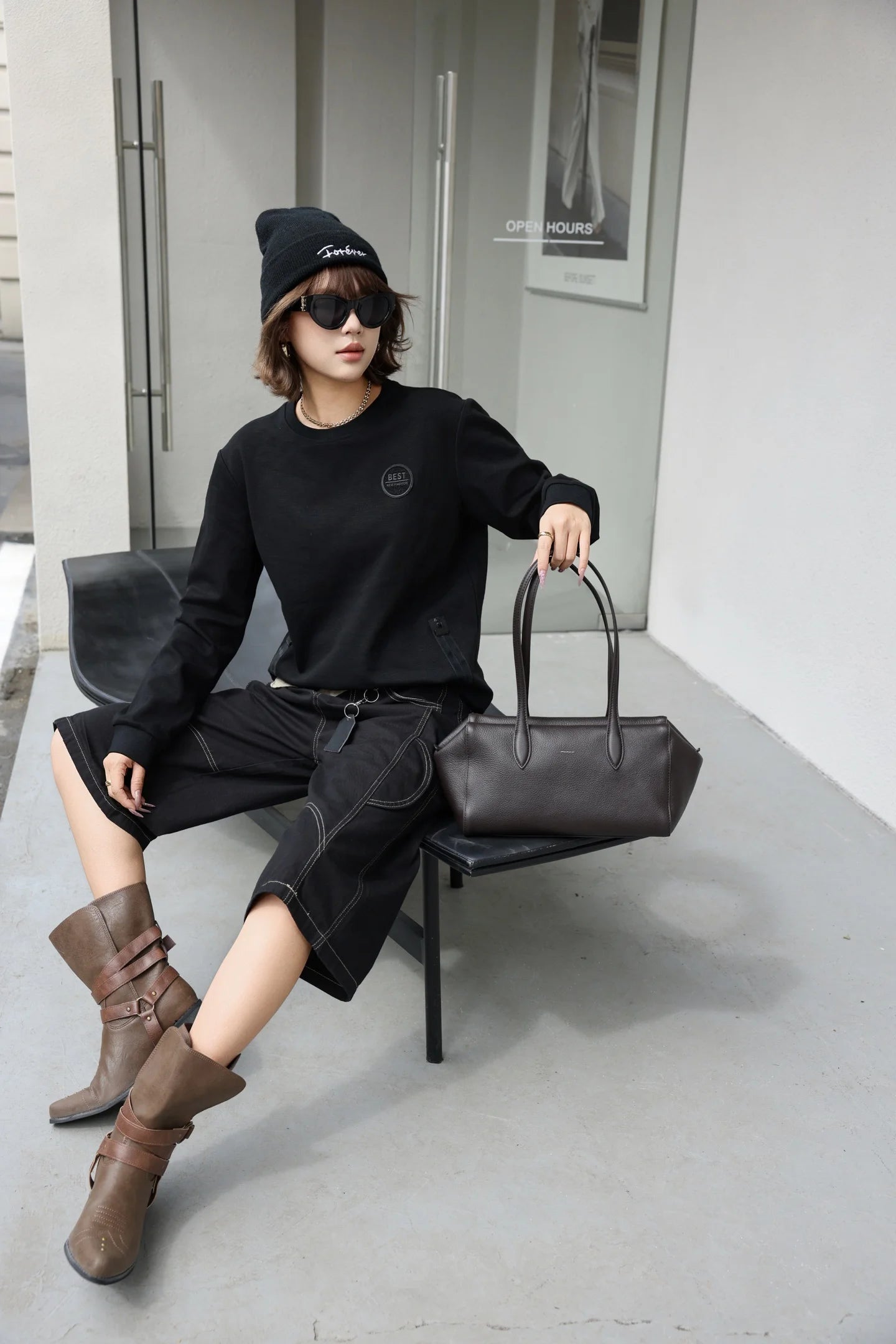 Genuine Leather Bowling Tote Bag