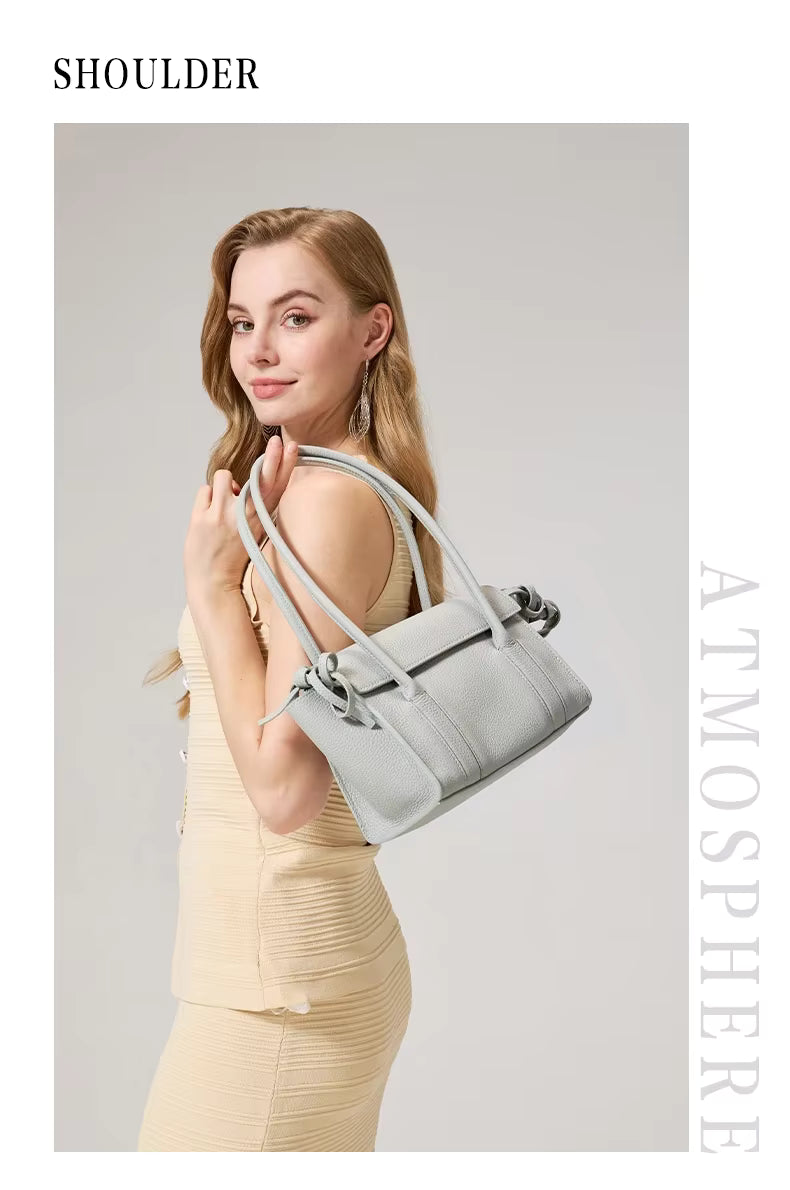 Genuine Cowhide Drawstring Tote Bag