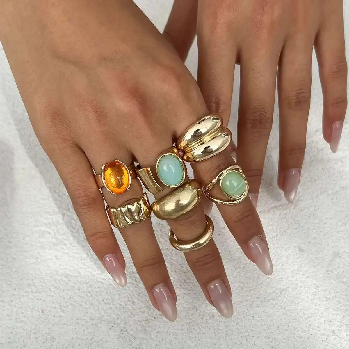Colorful Crystal Ring Set
