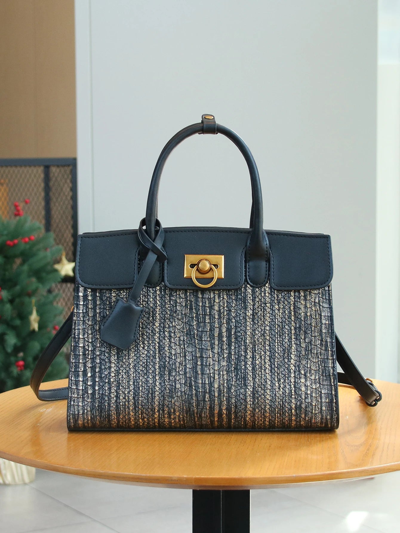 Patent Leopard Print Tote Bag