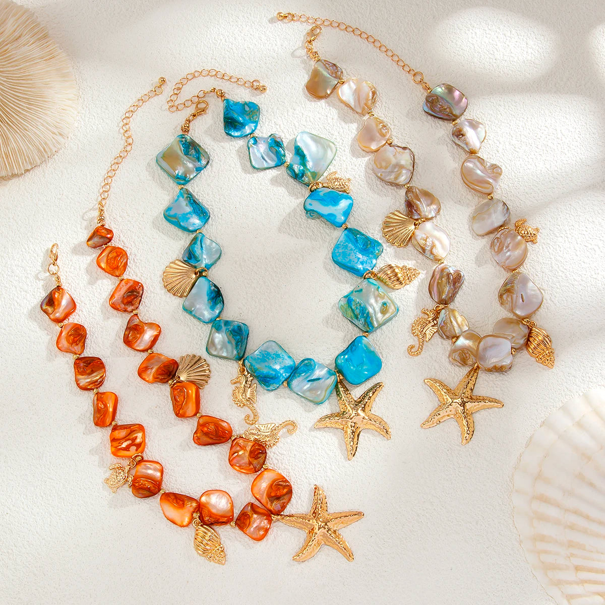 Starfish Conch Pendant Choker