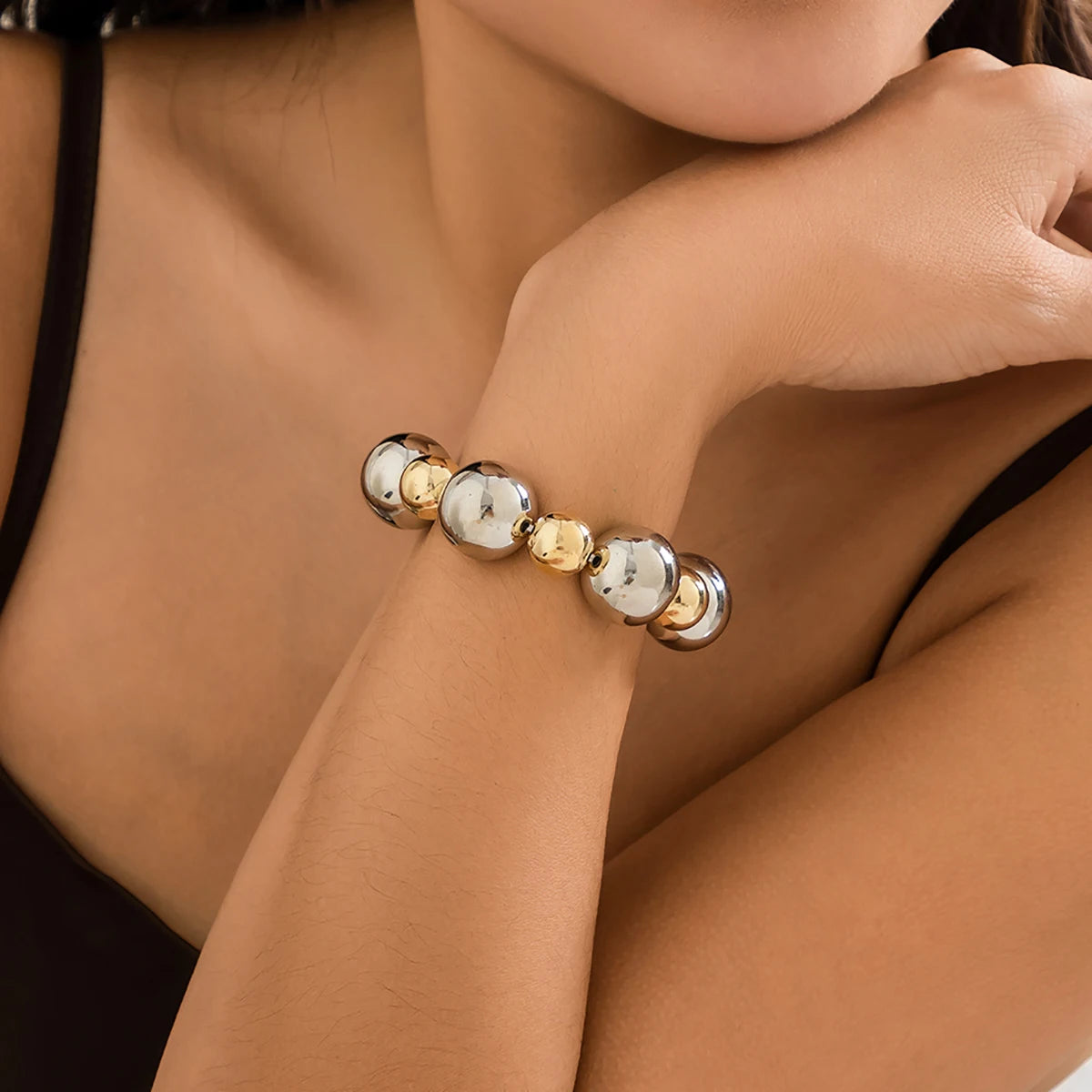 Korean Elegant Big CCB Ball Bead Chain Bracelet Punk