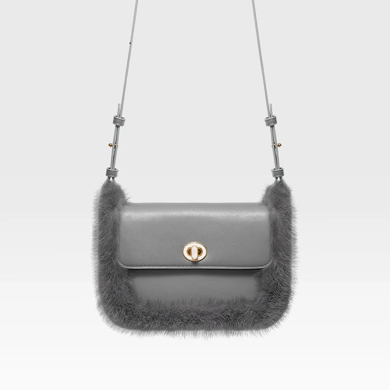 BAFELLI Fur & Leather Crossbody Bag