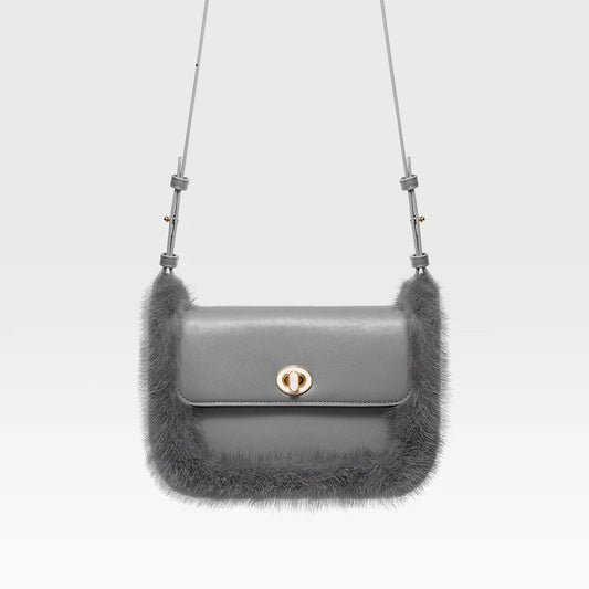 BAFELLI Fur & Leather Crossbody Bag