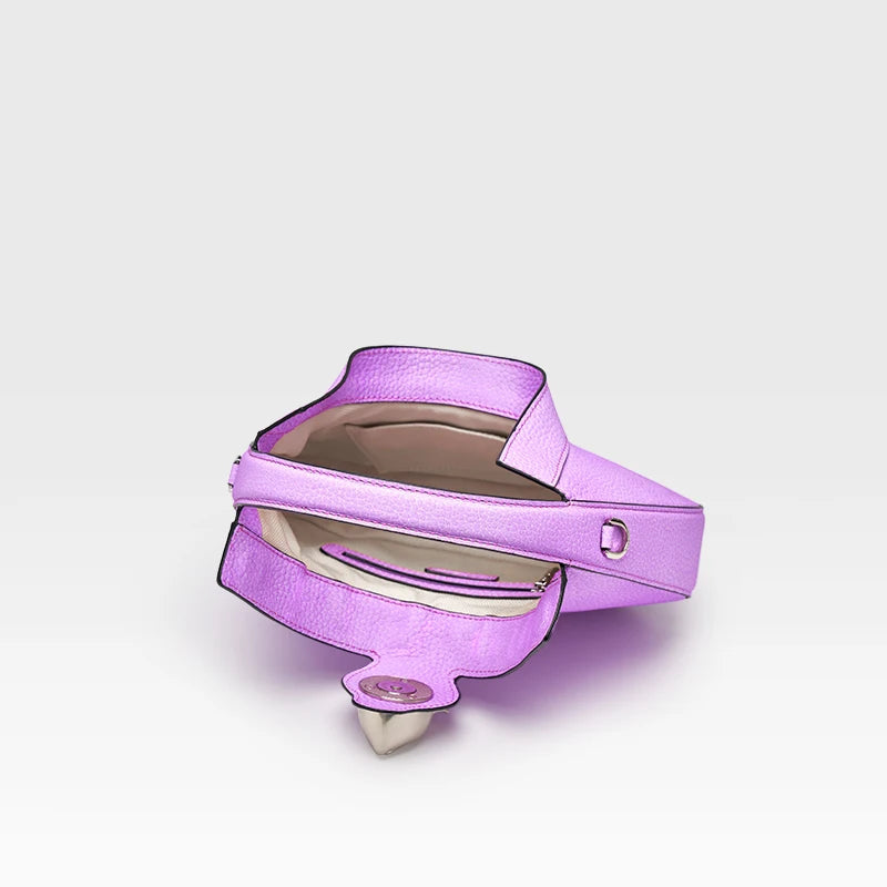 Purple Leather Shoulder Bag