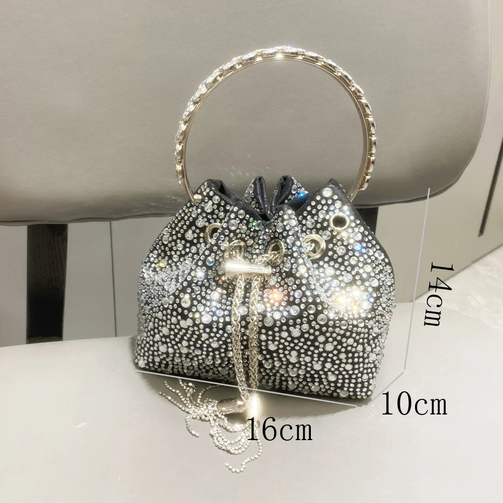 Crystal Handle Evening Clutch Bag