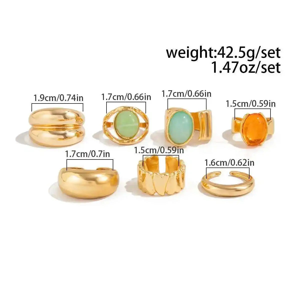 Colorful Crystal Ring Set