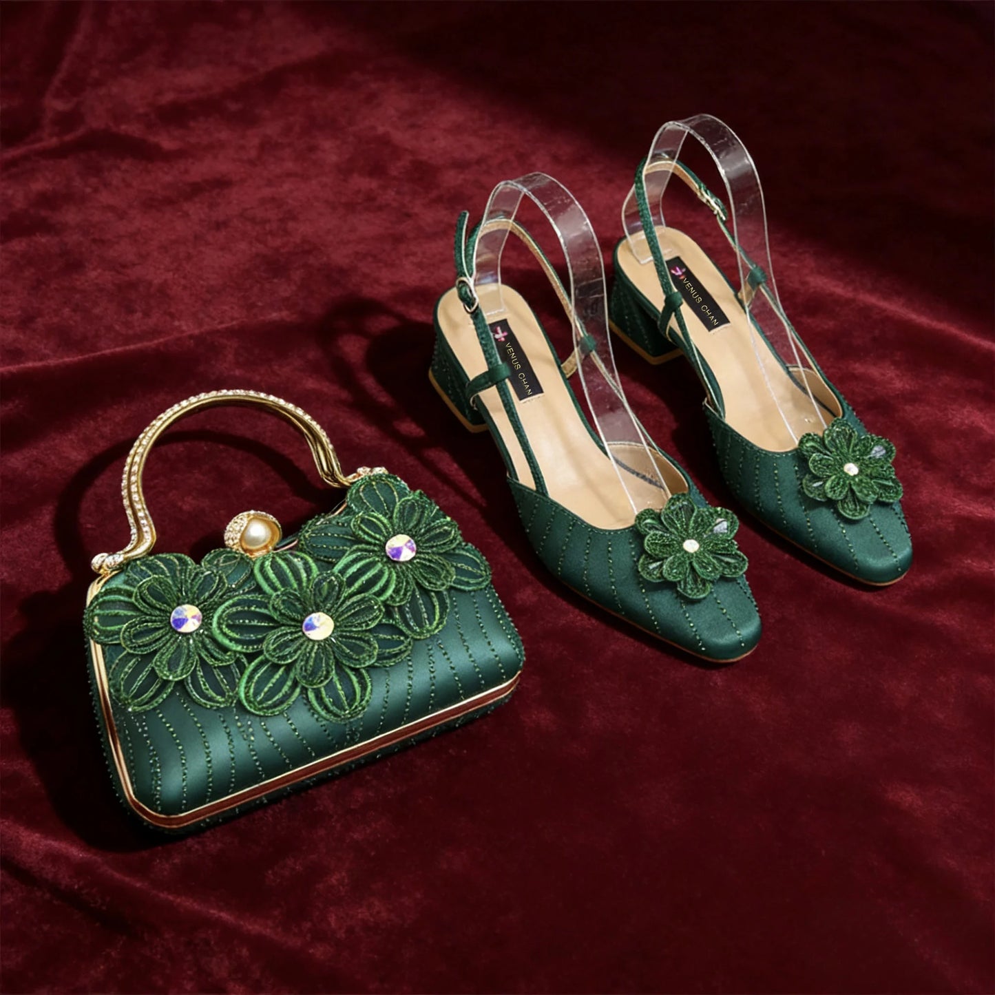 Party Shoes and Bag Heel Decoration Pure Elegant Flower