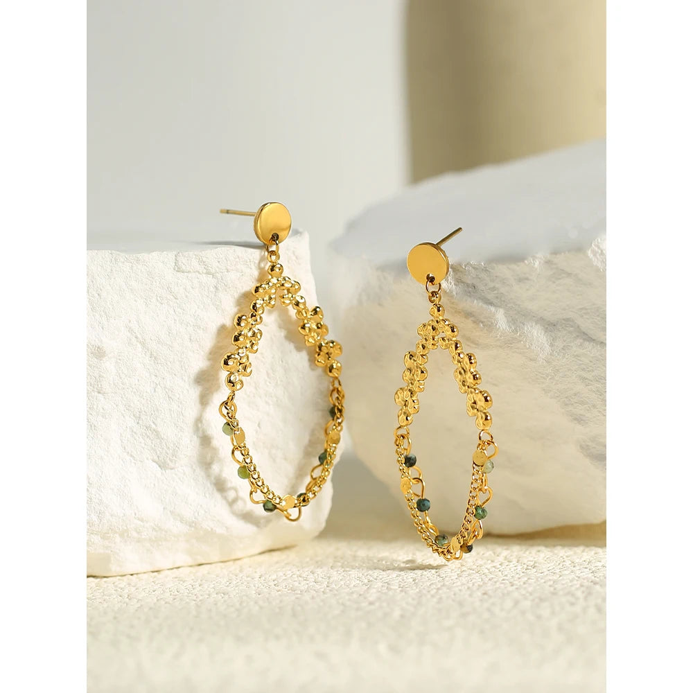 Stone Chain Dangle Earrings