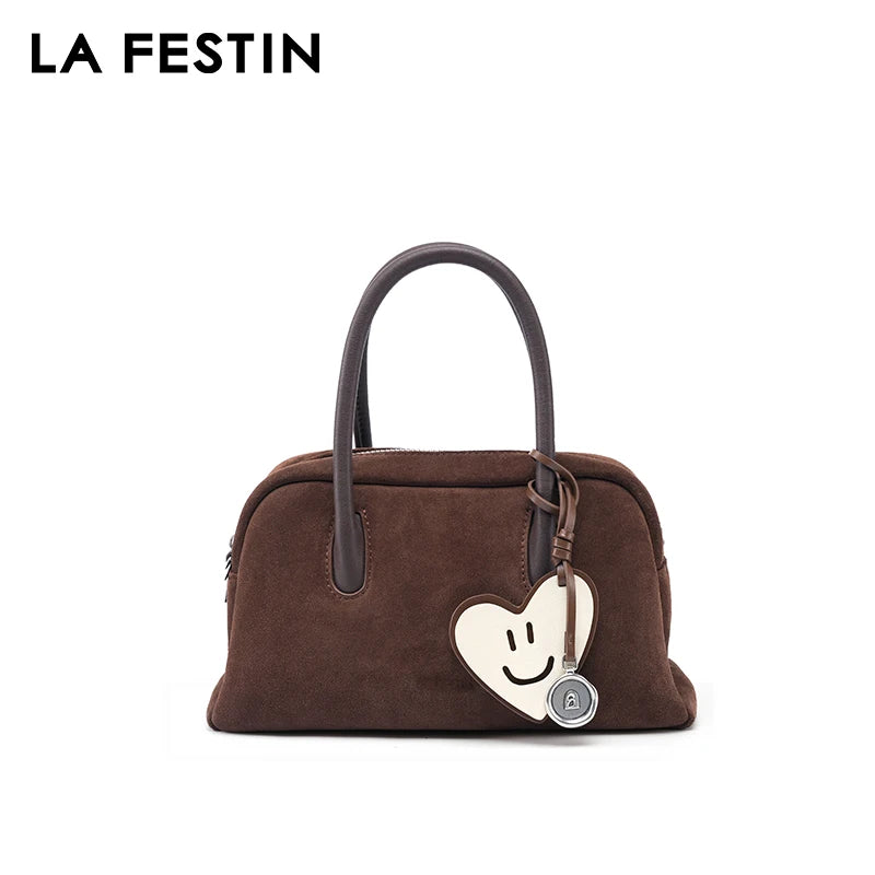 LA FESTIN Suede Boston Bag