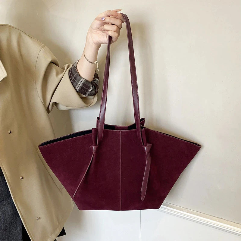 Suede Wing Tote Shoulder Bag
