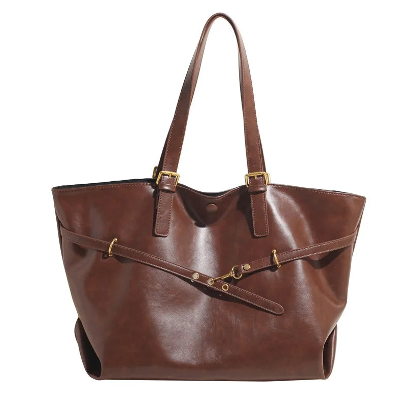 Retro Y2K PU Leather Tote Bag