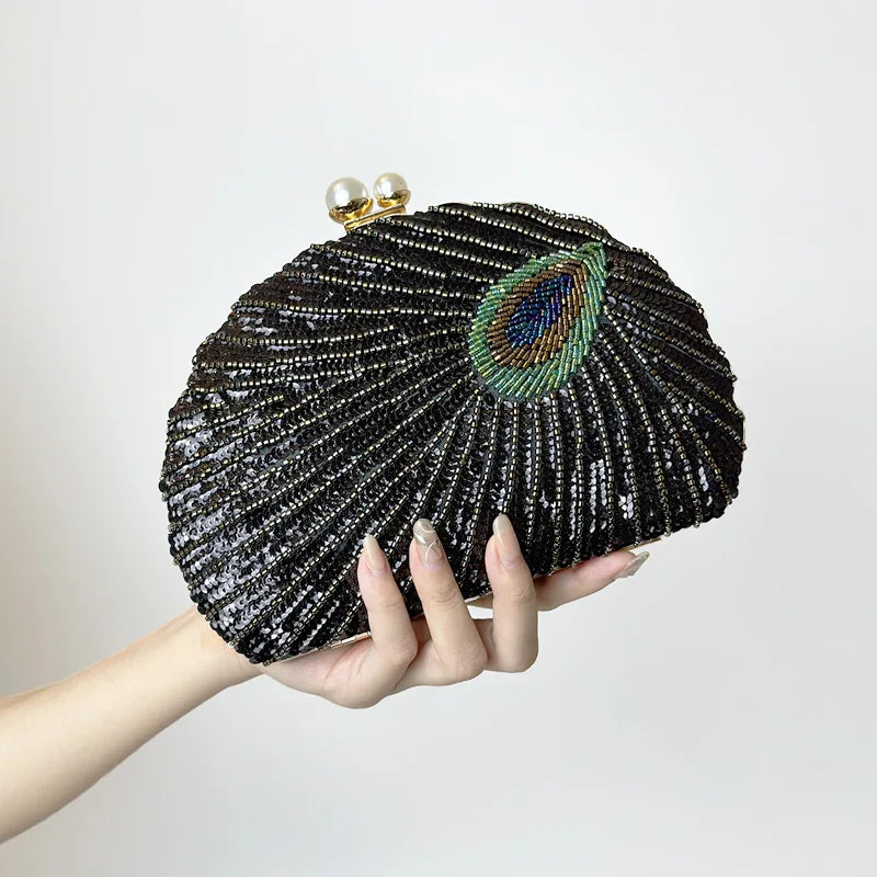 Retro Chinese Style Heavy Craft Beaded Embroidery Bag Evening