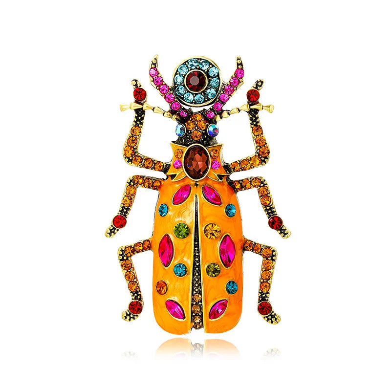 SKEDS Women Full Crystal Exquisite Beetle Brooch Badges Fashion Luxury High-end Elegant Lady Insect Pin Accessories