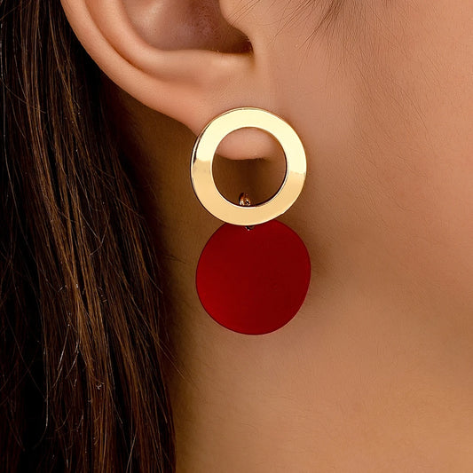 A Pair of Women's Earrings Wave Pattern Geometric Round Disc Stud Earrings Suitable for Daily and Vacation Wear