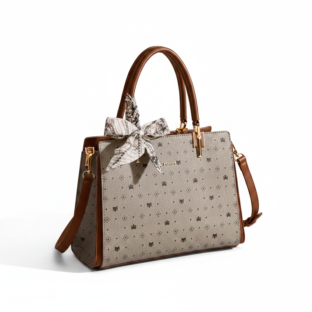 FOXER Monogram Tote Bag with Scarf