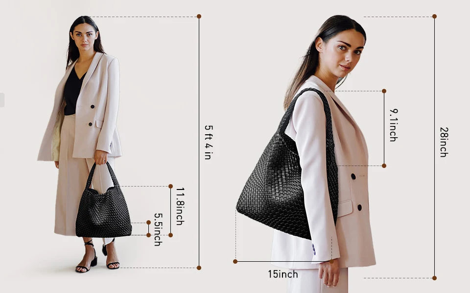 Soft Leather Woven Shopper Tote