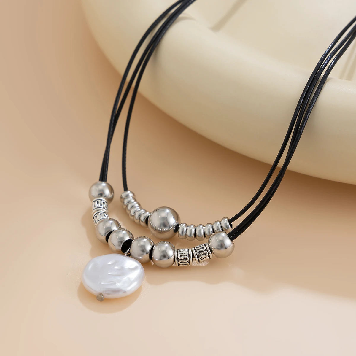 Vintage Leather Rope Pendant Necklace