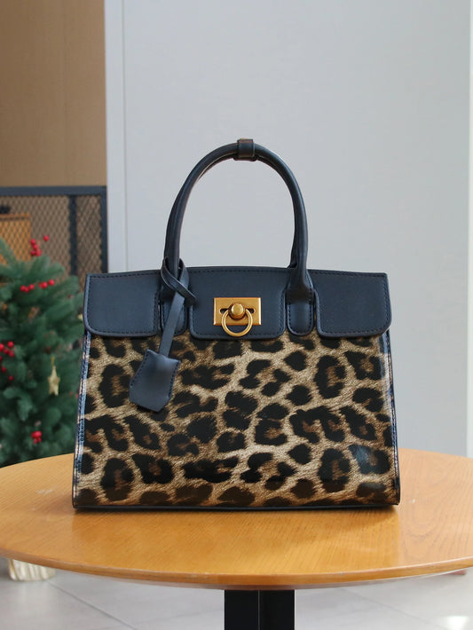 Patent Leopard Print Tote Bag