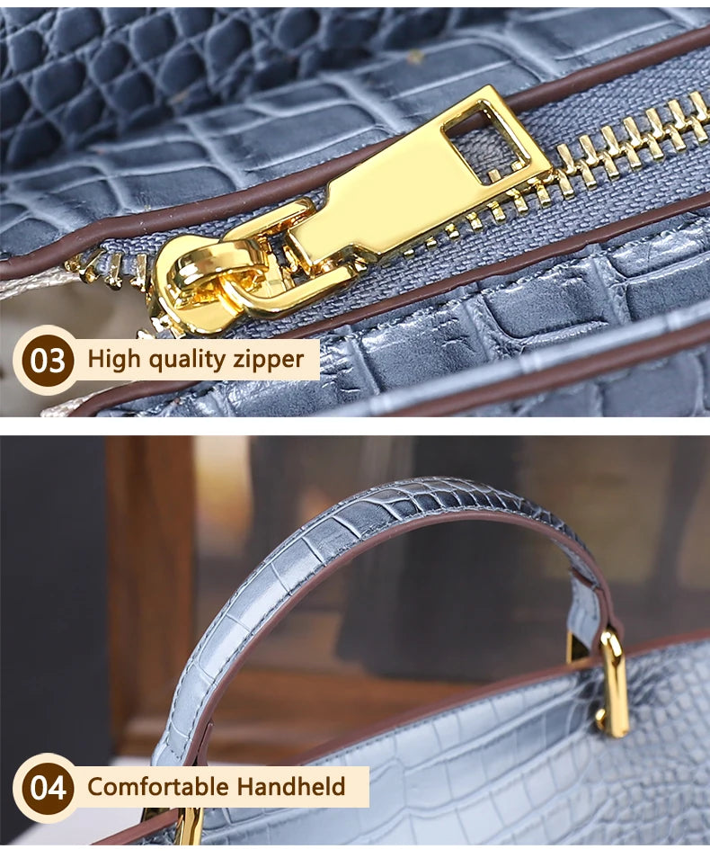 Large Crocodile Pattern Handbag