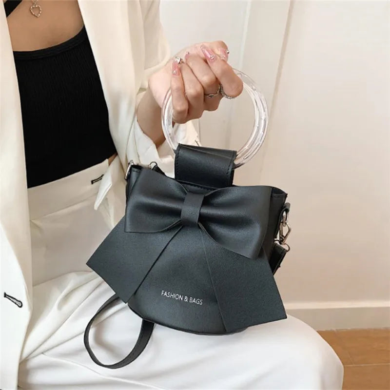 Bow Bucket Shoulder Crossbody Bag