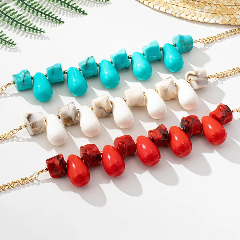 Red Droplet Statement Necklace