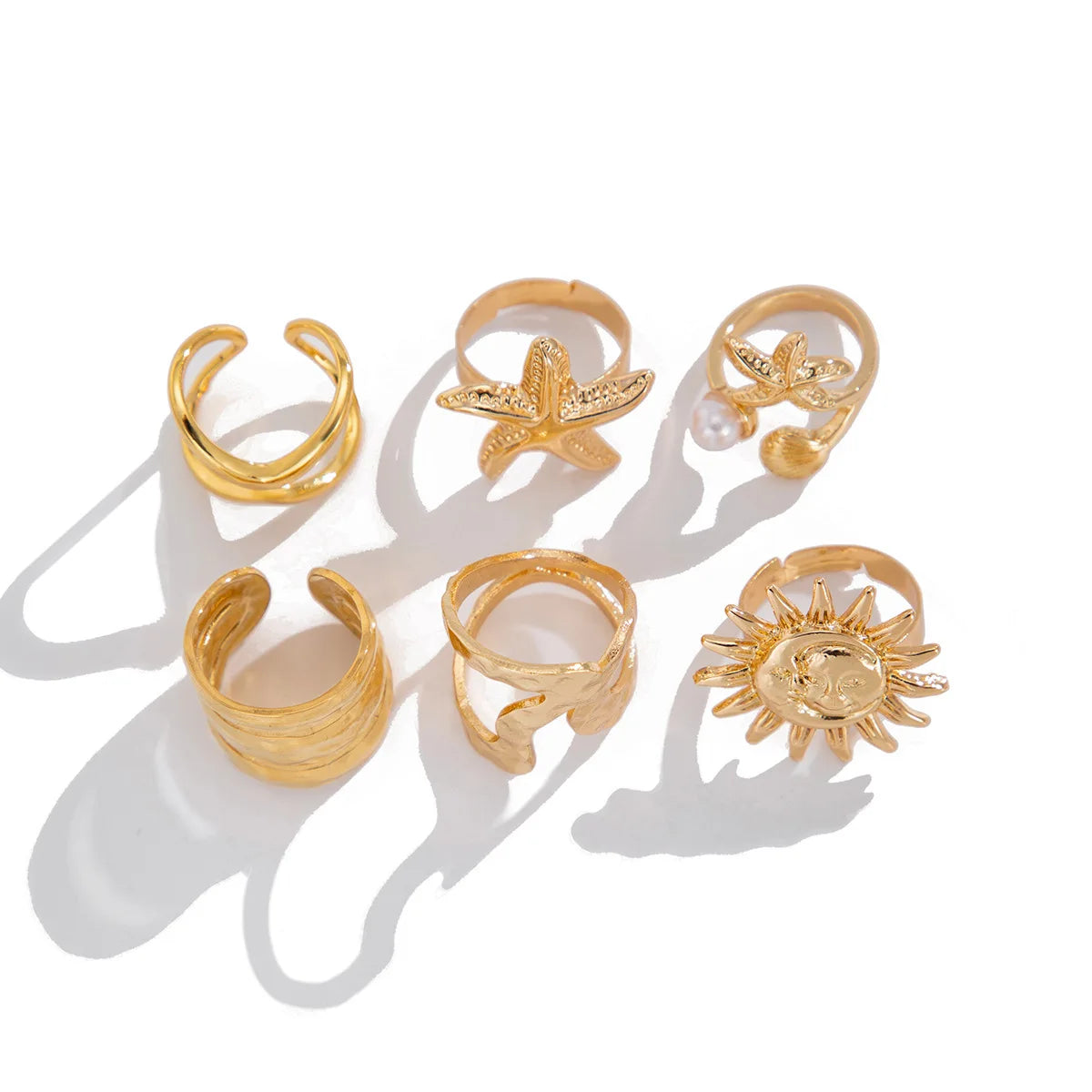 Sun & Starfish Ring Set