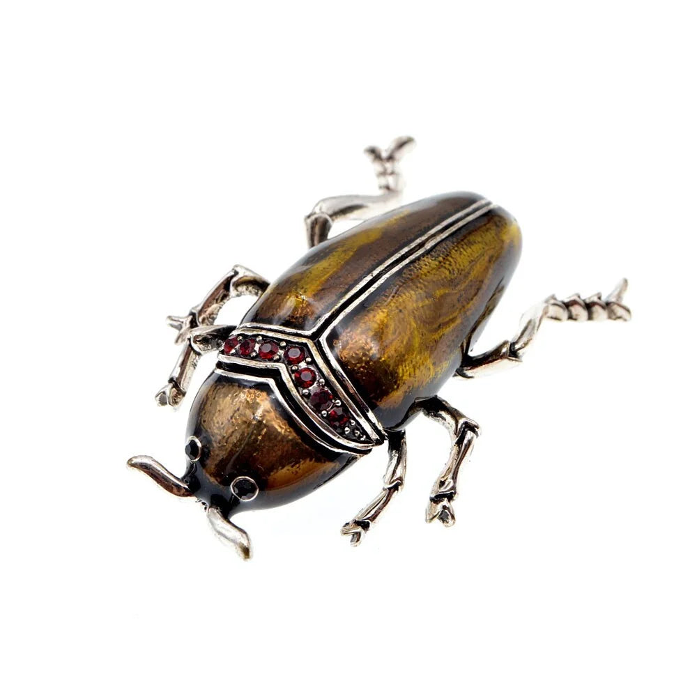 SKEDS Women Full Crystal Exquisite Beetle Brooch Badges Fashion Luxury High-end Elegant Lady Insect Pin Accessories
