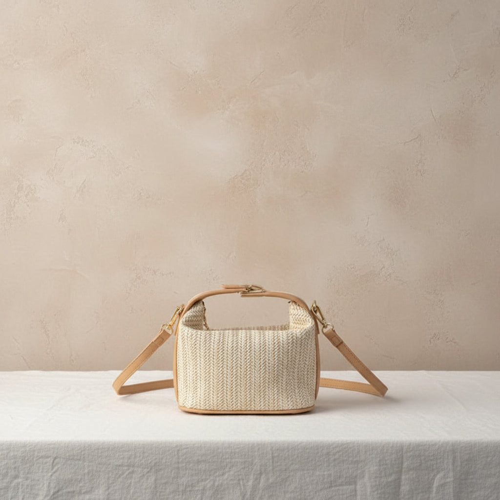 Summer Small Straw Handbag Shoulder Bag Woven Bucket Crossbody