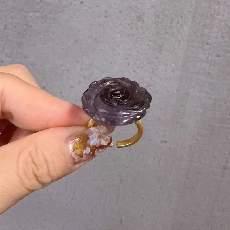 Vintage Purple Crystal Rose Ring