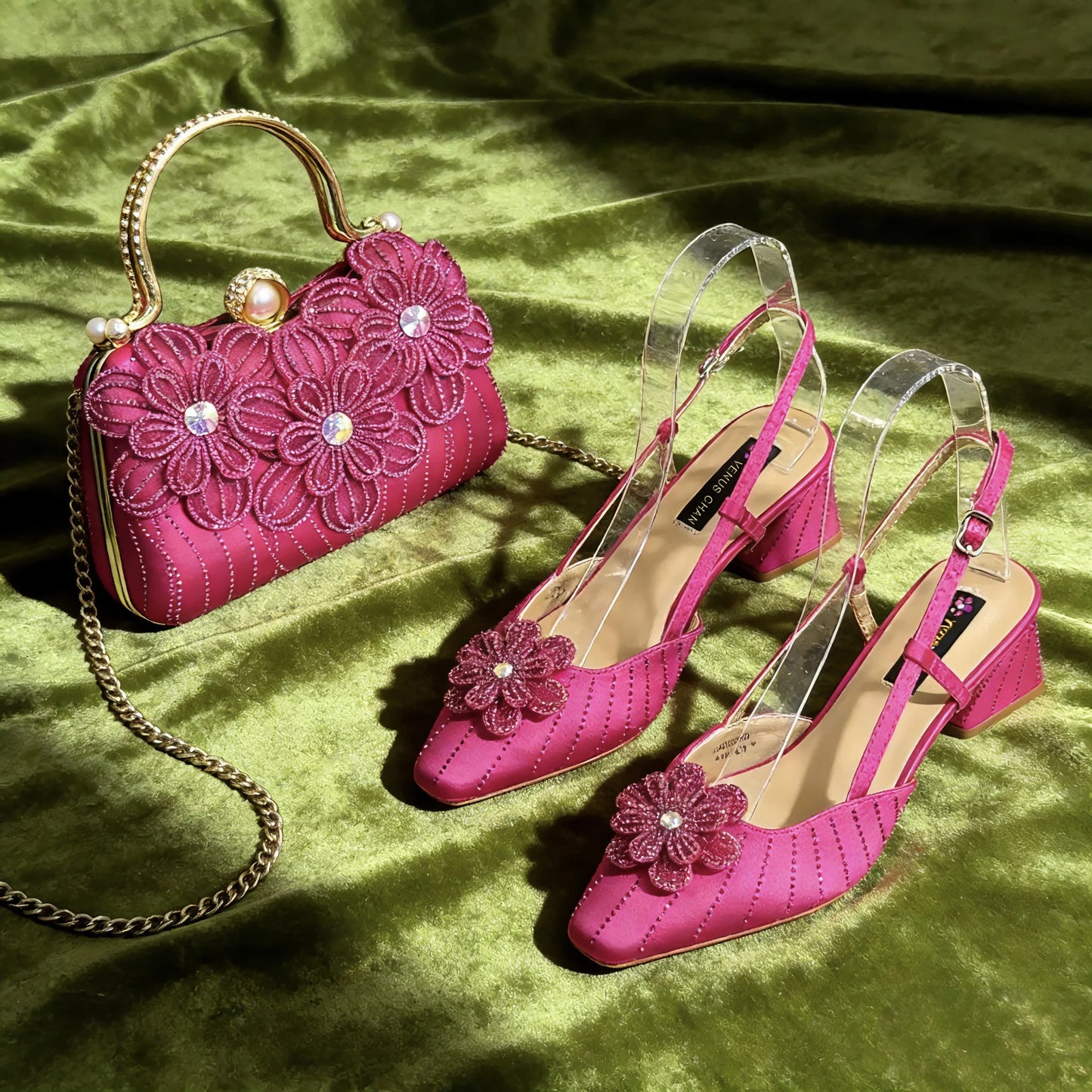 Party Shoes and Bag Heel Decoration Pure Elegant Flower