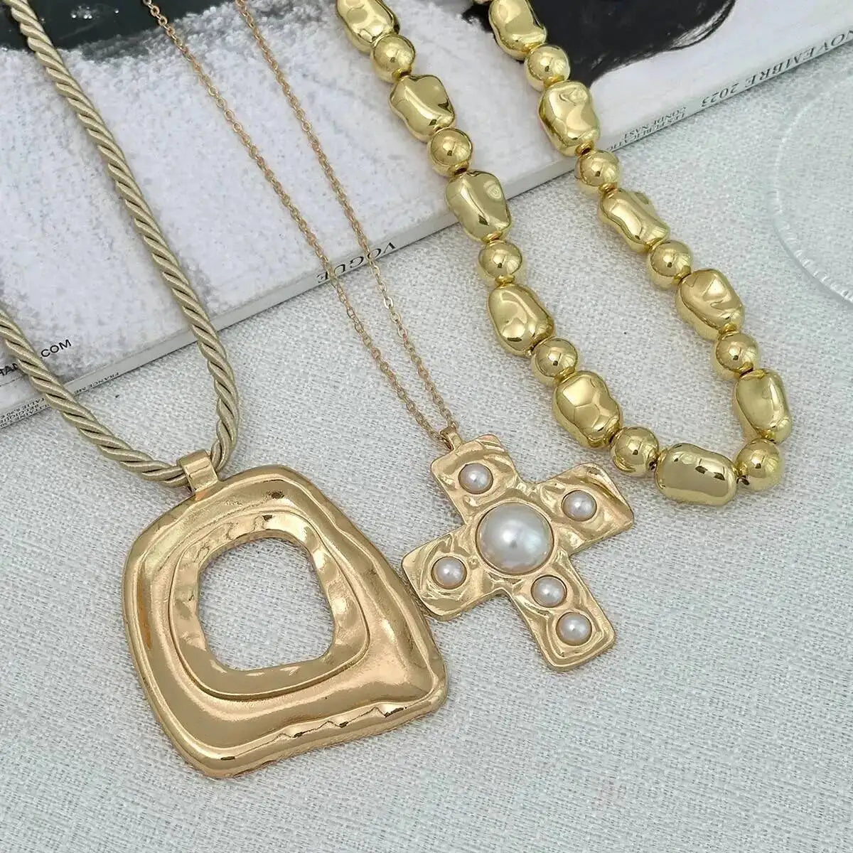 Geometric Square Necklace Set