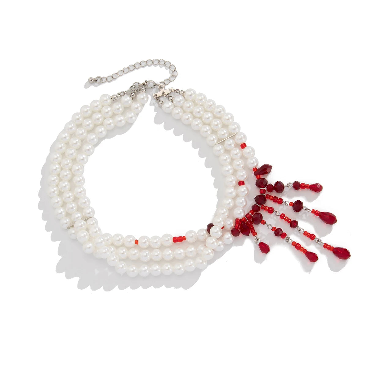 Gothic Pearl Tassel Choker Necklace