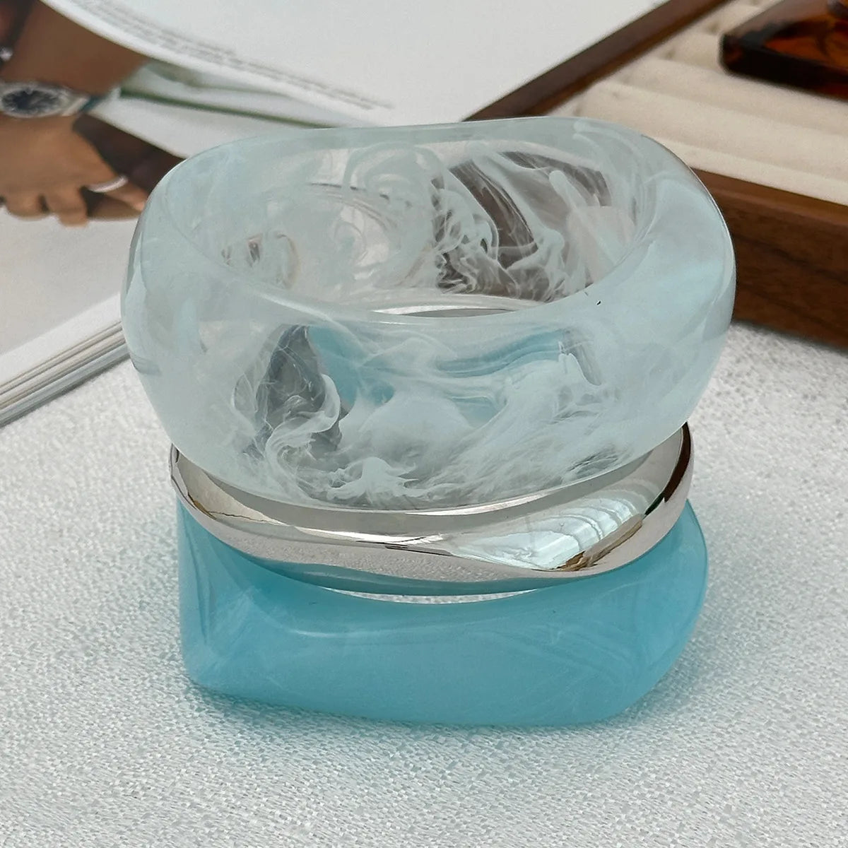 Boho Light Blue Acrylic Resin Chunky Bangles for Women