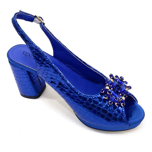 Italian Design Rhinestone-encrusted Party Shoes and Special Bag High