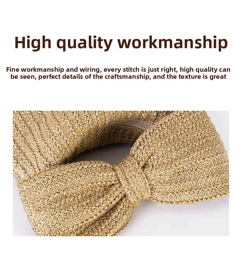 Bowknot Straw Woven Handbag