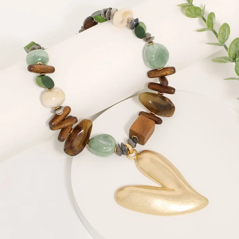 Bohemian Stone & Wood Necklace