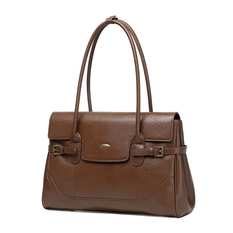 YANATARI Leather Large-Capacity Tote Bag